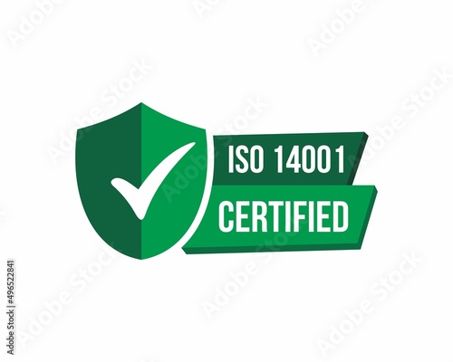 ISO 14001 Certified badge, icon. Certification stamp. Flat design vector. Vector stock illustration.