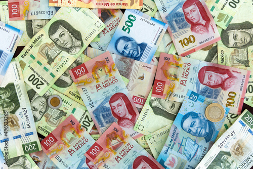 A Background of Mexican Pesos photo
