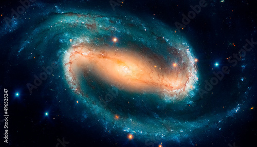 Fototapeta Naklejka Na Ścianę i Meble -  Telescope image of barred spiral galaxy NGC 1300 and stars. Image courtesy of ESA-Hubble.