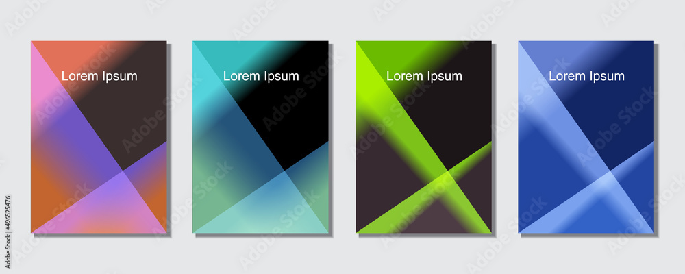 Set of abstract covers design templates with trendy gradient background. Cool vibrant colors. Applicable for banners, flyers, presentations, posters and reports. Eps10 Vector illustration. Set of abstract covers design templates with trendy gradient background. Cool vibrant colors. Applicable for banners, flyers, presentations, posters and reports. Eps10 Vector illustration.