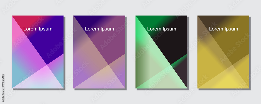 Set of abstract covers design templates with trendy gradient background. Cool vibrant colors. Applicable for banners, flyers, presentations, posters and reports. Eps10 Vector illustration. Set of abstract covers design templates with trendy gradient background. Cool vibrant colors. Applicable for banners, flyers, presentations, posters and reports. Eps10 Vector illustration.