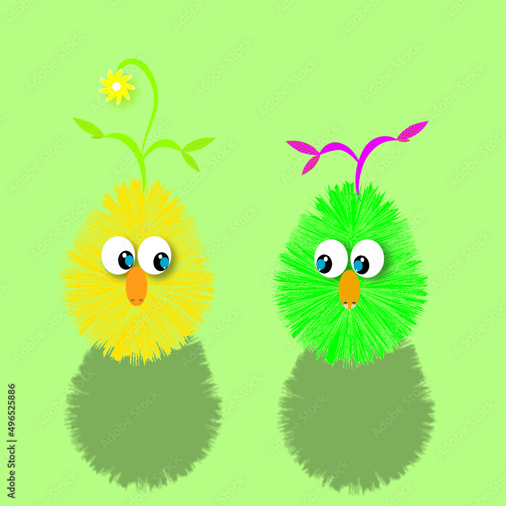 Obraz premium easter eggs and chicken