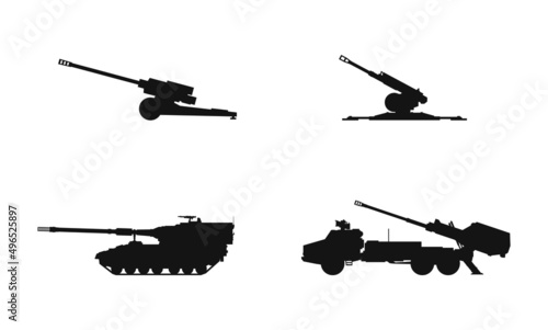 army artillery system set. vector image for military concepts, infographics and web design
