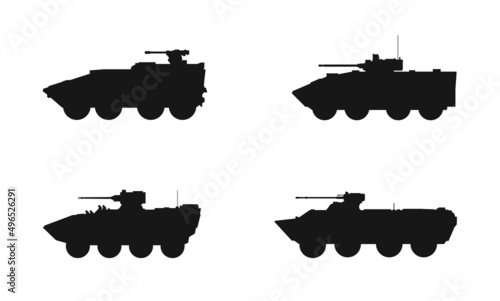 armoured fighting vehicle icon set. war and army symbol. vector image for military infographics and web design photo