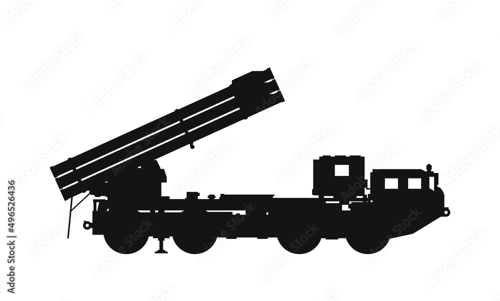 smerch multiple launch rocket system. war and army symbol. isolated vector image