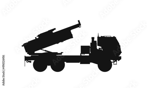 m142 high mobility artillery rocket system himars. war and army symbol. vector image for military web design photo