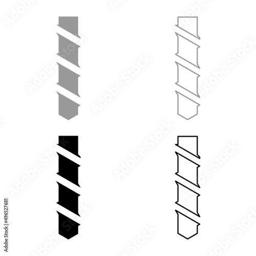 Drill bit auger set icon grey black color vector illustration image solid fill outline contour line thin flat style