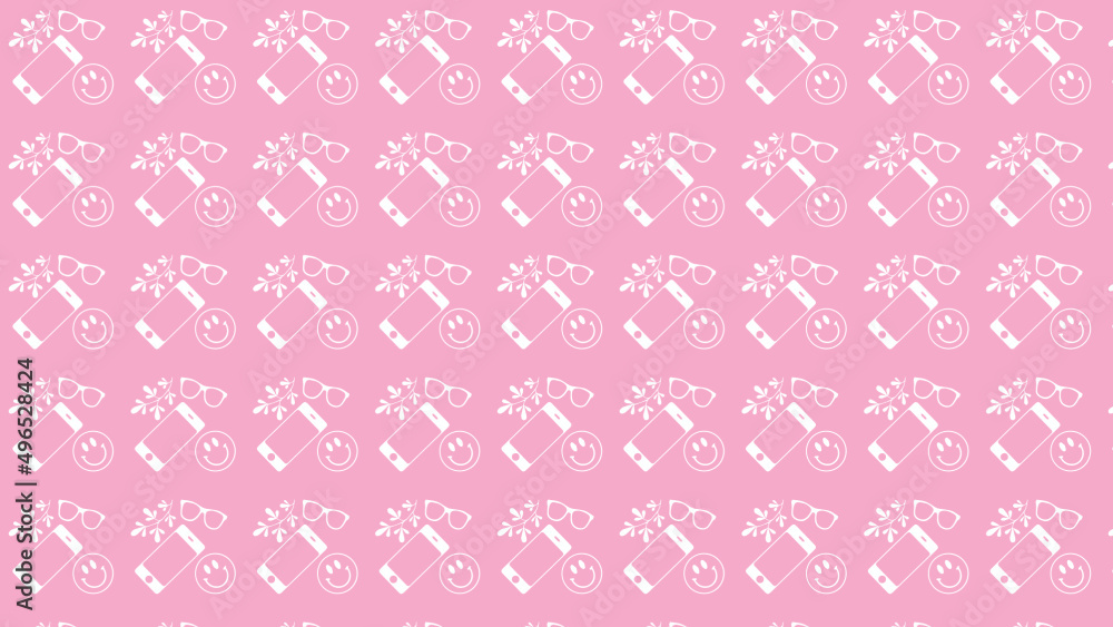 Pink background with cellphone, glasses and nature. Gift Wrap Pink background with cellphone, glasses and nature. Gift Wrap
