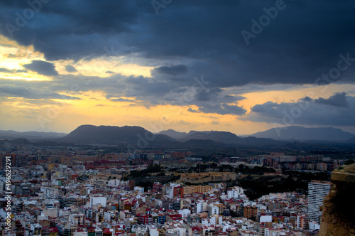 sunset with city view. Alicante, Spain