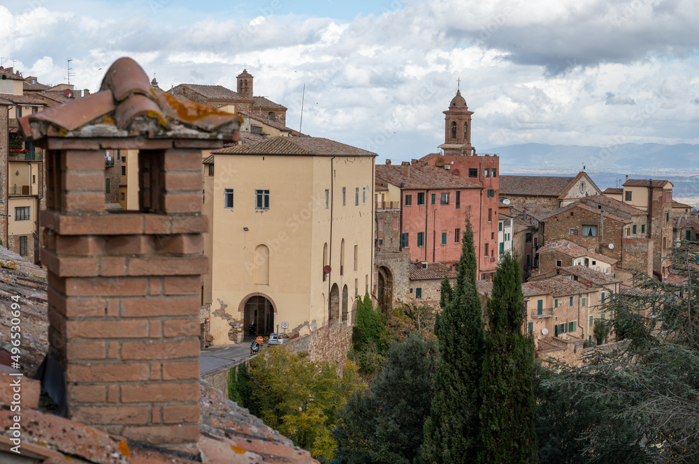 View on houses and walls of old town Montepulciano, Tuscany, Italy View on houses and walls of old town Montepulciano, Tuscany, Italy