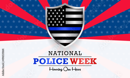 National Police week (NPW) is observed every year in May in United states that pays tribute to the local, state, and federal officers who have died or disabled, in the line of duty. vector art