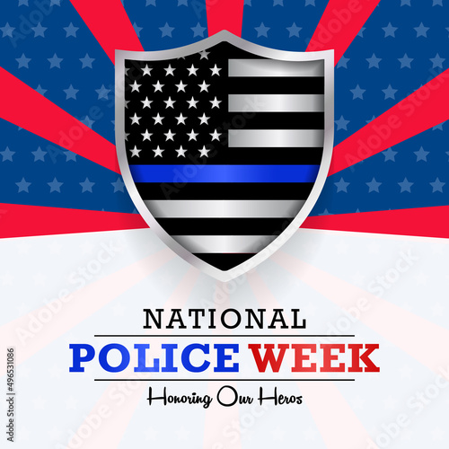National Police week (NPW) is observed every year in May in United states that pays tribute to the local, state, and federal officers who have died or disabled, in the line of duty. vector art