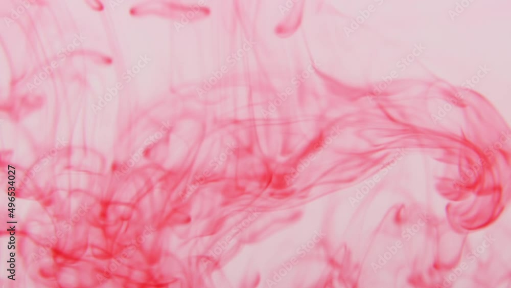 Red ink in water. Ink blots are falling and spread. Macro. Red ink in water. Ink blots are falling and spread. Macro.