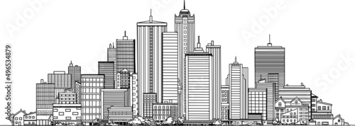 Cityscape vector illustration, city panorama on white background photo