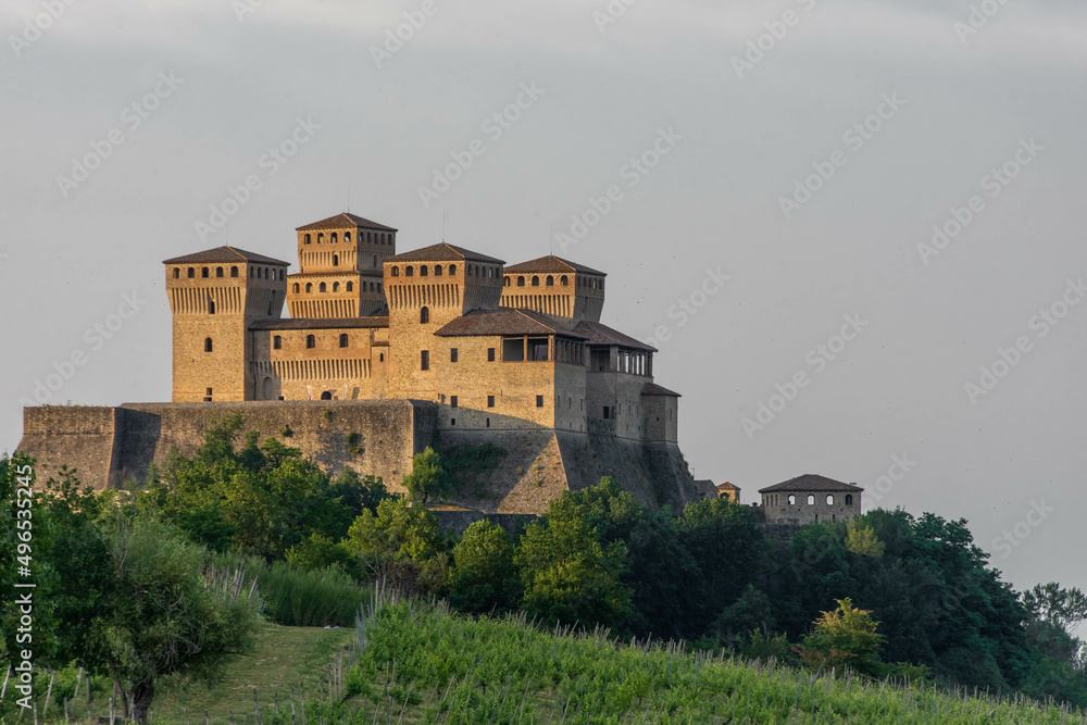 Wonderful view of the Castle of Torrechiara, Parma, Italy