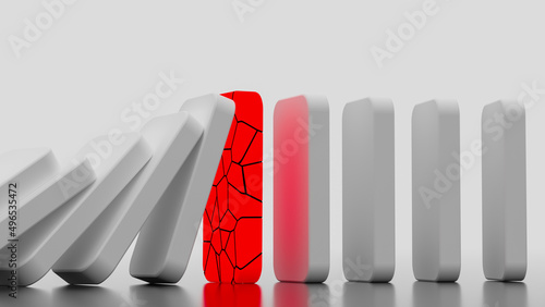 Photography the stopped domino effect is broken(3d rendering)