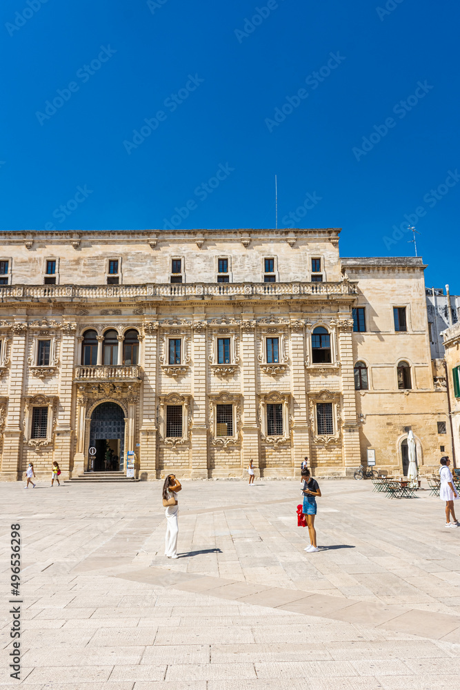 LECCE, ITALY, 19 AUGUST 2021 Main Square of Lecce with the Cathedral