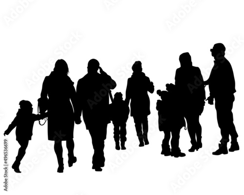 Families with little child on white background