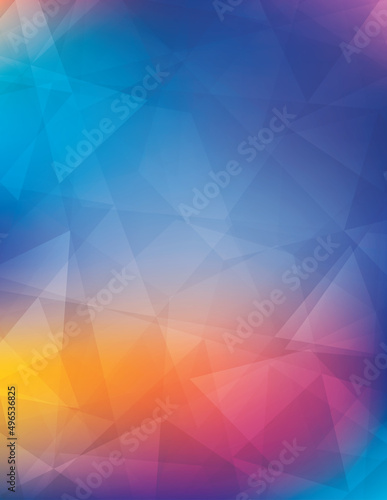 Multicolor background textured by chaotic triangles. CMYK colors