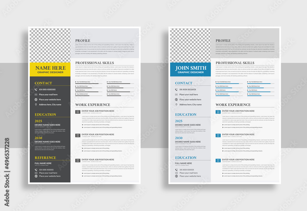 Obraz premium Personal resume template, Minimalist Resume and Cover Letter Set