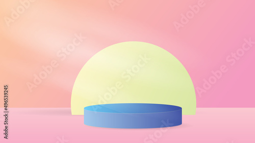 Abstract backdrop for blue product display, on pink Color background , 3d podium for presentation, illustration 3d Vector EPS 10 © NARANAT STUDIO