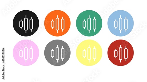Vector Isolated Trading Icon Set or Illustration, with Candles or Candlesticks