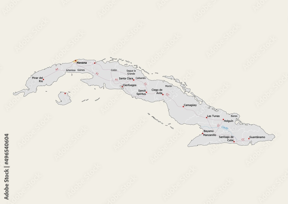 Isolated Map Of Cuba With Capital National Borders Important Cities 1000 F 496540604 MkFzGUw4PRk53BrJsNXr3HQL73YMYBge 
