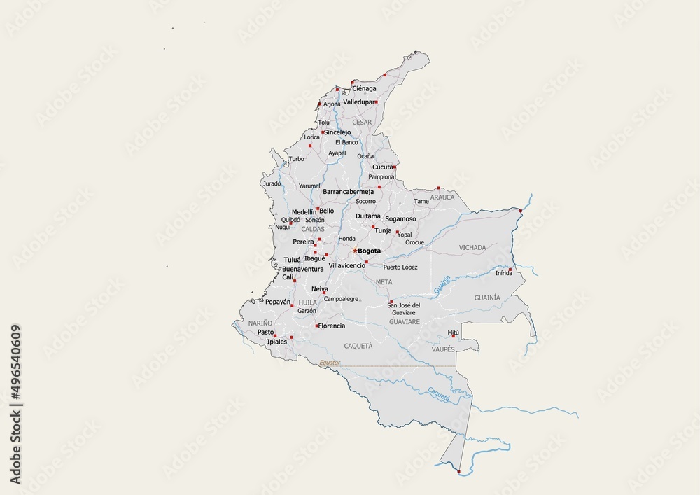 Isolated Map Of Colombia With Capital National Borders Important 1000 F 496540609 OvVXLbZLDlbutAaogqAGvikfHGwQHVJk