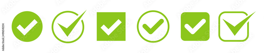 Set of green check marks icons. Set of green check marks icons.