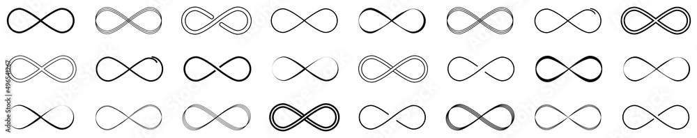 Set of infinity symbols. Infinity. Symbol of repetition. Vector illustration. - obrazy, fototapety, plakaty 