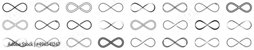 Set of infinity symbols. Infinity. Symbol of repetition. Vector illustration. photo