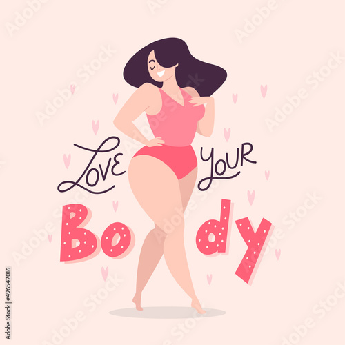 Body positive lettering with woman