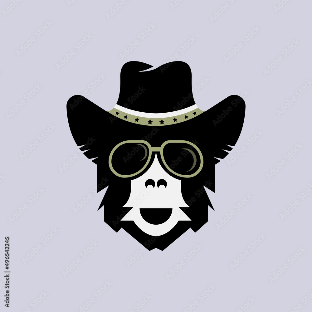 vector of ape head in glasses and hat vector of ape head in glasses and hat