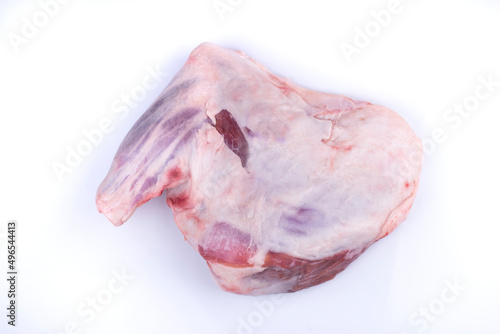 butcher shop - raw lamb shank isolated on white background top view