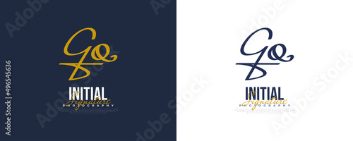 Initial G and Q Logo Design in Elegant and Minimalist Handwriting Style. GQ Signature Logo or Symbol for Wedding  Fashion  Jewelry  Boutique  and Business Identity