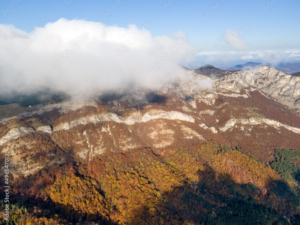 Aerial view of Balkan Mountains and Vratsata pass, Bulgaria
