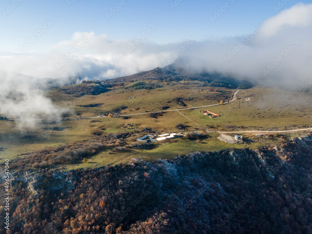 Aerial view of Balkan Mountains and Vratsata pass, Bulgaria