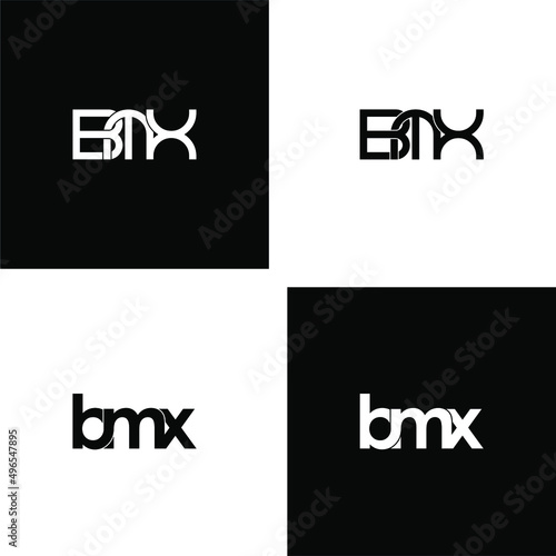 bmx typography letter monogram logo design set