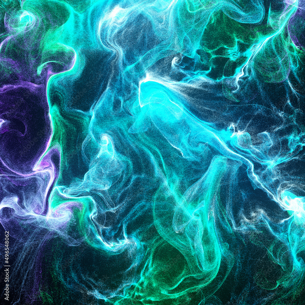 abstract background. Blue and purple abstract background. Colorful particles forming shapes in motion. fluid curves, dynamic energy. ink effect. textured background for graphic elements.