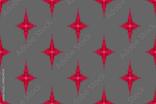 Seamless geometric ethnic fabric pattern,red flower pattern,for fabric print,batik,wallpaper,curtain,cushion,clothing,wrap,dark gray background