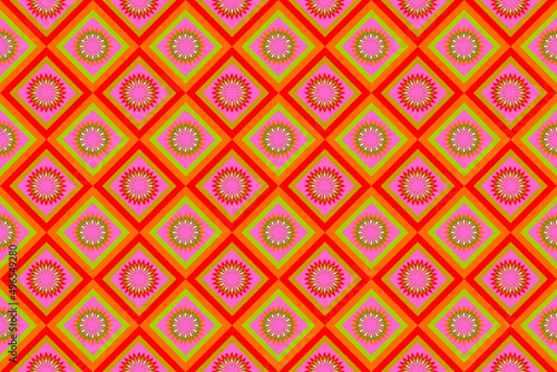 Seamless geometric ethnic fabric pattern, pink orange floral pattern, Thai fabric design, carpet, wallpaper, curtain, cushion, clothing, wrap, batik