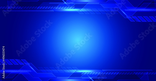 Modern Blue Technology Abstract with Neon Lighting Background Banner or Landing Page Crypto Website Vector 