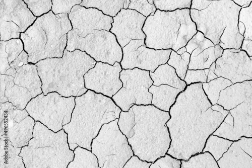 Texture of cracked earth. Black and white texture for layout, overlay. Drought, post-apocalypse texture