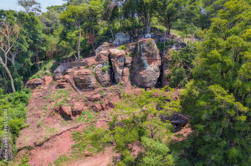 Aerial view of the Dragon Rocks in the Ybytyruzu Mountains in Paraguay.  photo