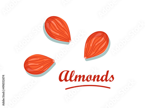 almonds, nuts, healthy, snack, almond, three, white, isolated, cooking, ingredients, nature gift