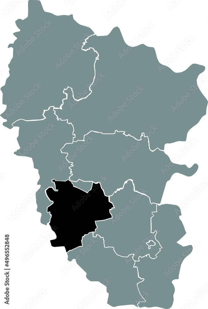 Black flat blank highlighted location map of the ALCHEVSK RAION inside gray raions map of the Ukrainian administrative area of Luhansk Oblast, Ukraine Black flat blank highlighted location map of the ALCHEVSK RAION inside gray raions map of the Ukrainian administrative area of Luhansk Oblast, Ukraine