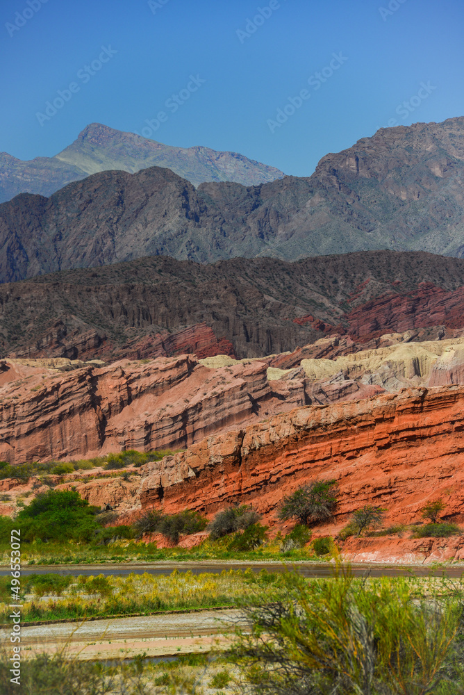 The multi-colored geology of the Quebrada de Cafayate, or Quebrada de Las Conchas, Cafayate, Salta Province, Northwest Argentina