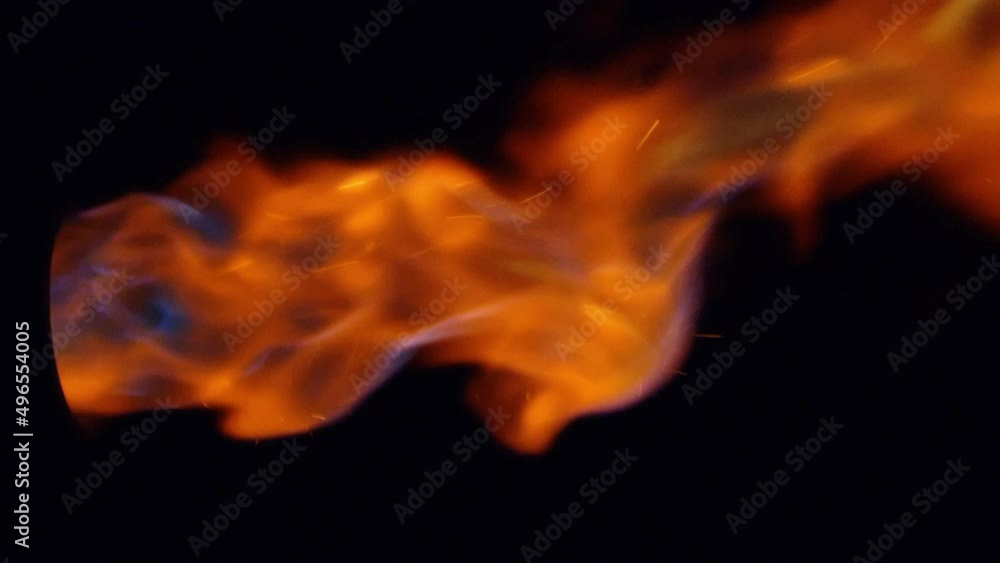 Fire Flames Isolated on Black Background. Fire ball explosion. Flame explosion of burning gas from a pipe in slow motion. Close up. 4K video. Shot on RED Fire Flames Isolated on Black Background. Fire ball explosion. Flame explosion of burning gas from a pipe in slow motion. Close up. 4K video. Shot on RED