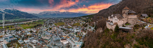 Aerial view of Vaduz - the capital of Liechtenstein. Vaduz castle in the capital of Liechtenstein photo
