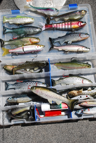 A collection of rainbow trout swimbaits 
 photo